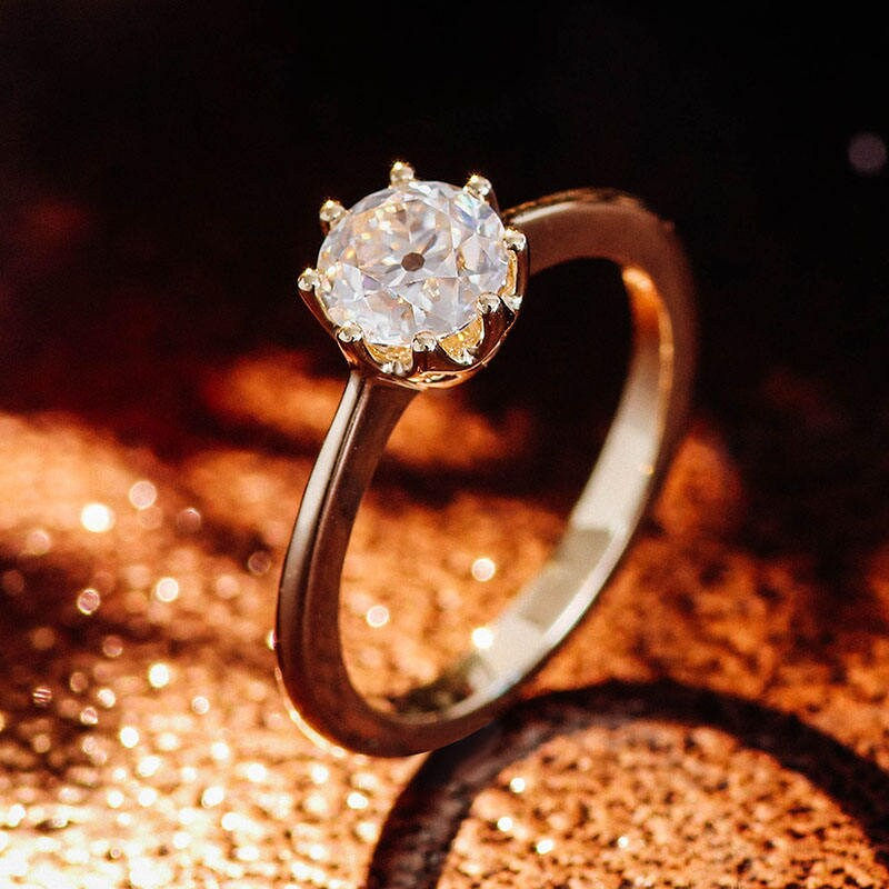 Thumbnail: Round Cut Moissanite Wedding Band, Eternity Diamond Band, Minimalist Ring
