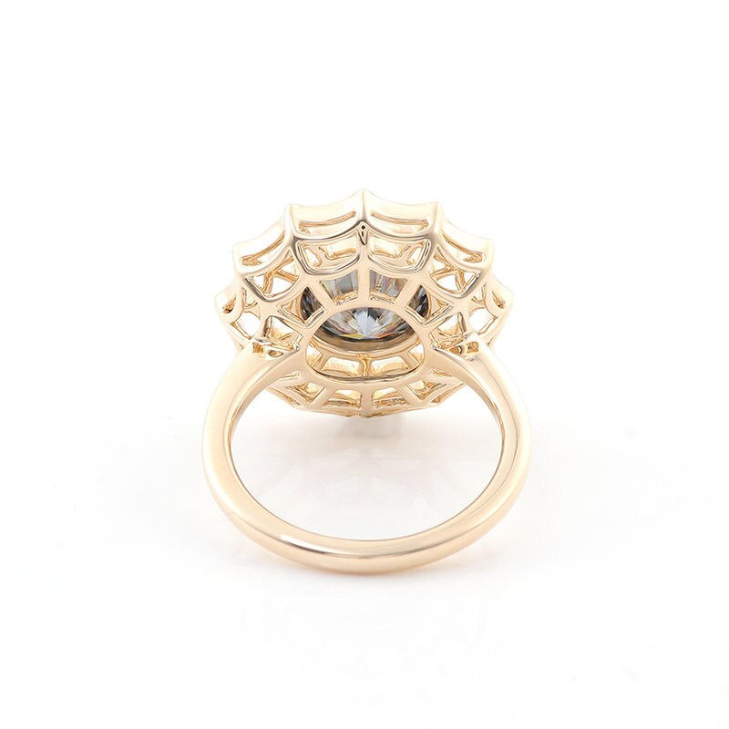 Thumbnail: 1.01 CT Round Cut Moissanite Engagement Ring, 14K Solid Gold Ring