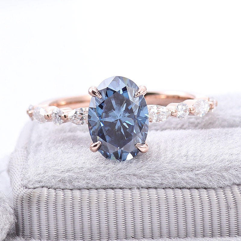 Thumbnail: 3 CT Oval Moissanite Engagement Ring 14k Solid Gold Ring Oval Cut promise Ring