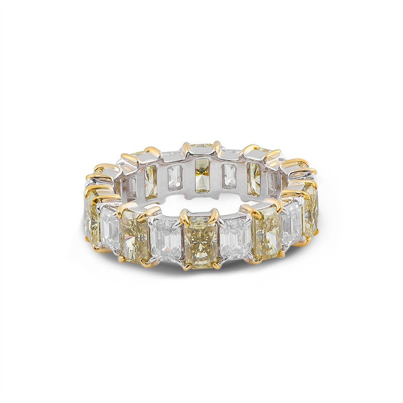 Thumbnail: 5.65 TCW Radiant And Emerald Solid Gold Full Eternity Moissanite Wedding Band