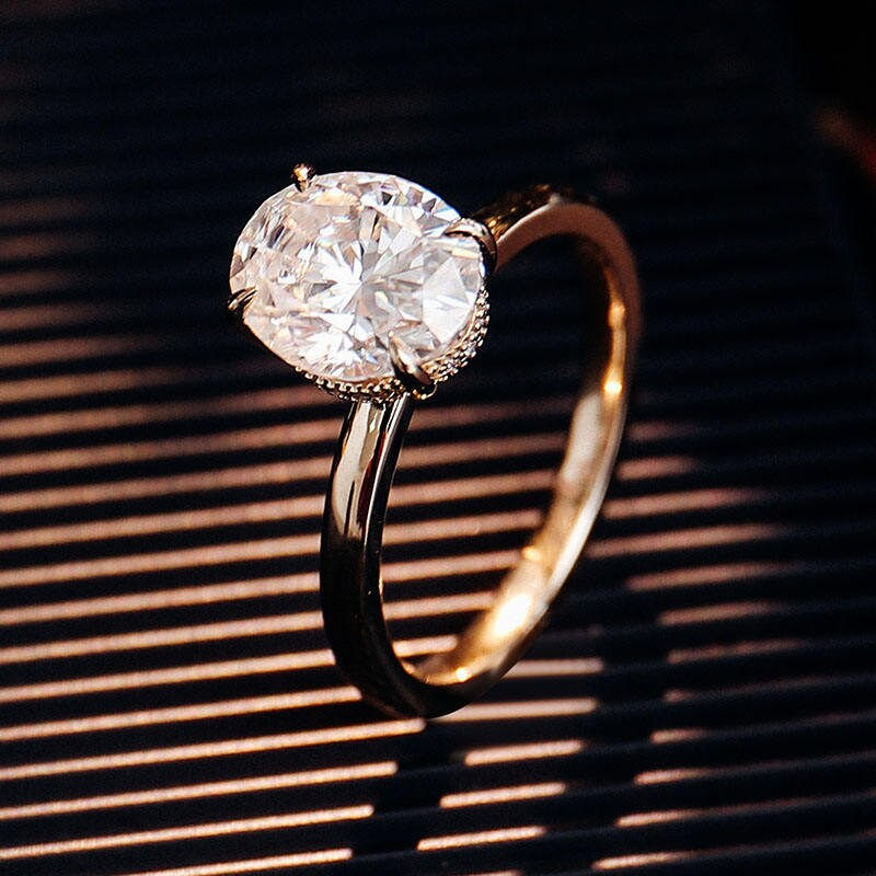 Thumbnail: 2.50 CT Oval Moissanite Engagement Ring, Solid Gold Ring Oval Cut Wedding Ring