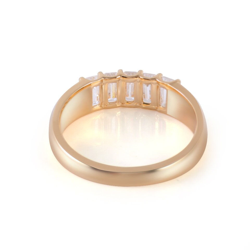 Thumbnail: Emerald Eternity Wedding Band VVS moissanite Diamond Engagement Ring