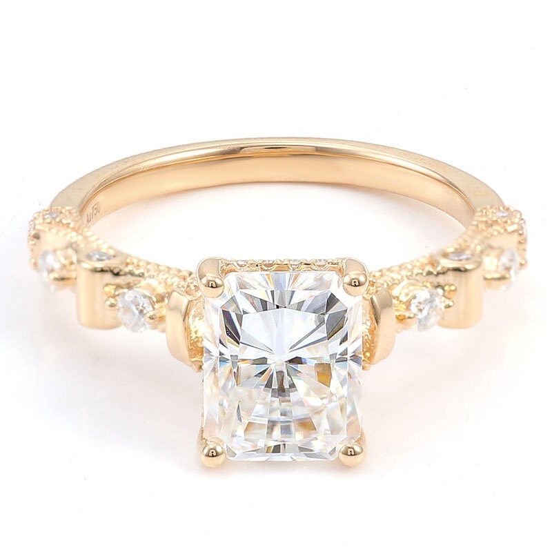 Thumbnail: Solid Gold Radiant Cut Moissanite Engagement Ring, 3 ct CenterStone  Gold Ring