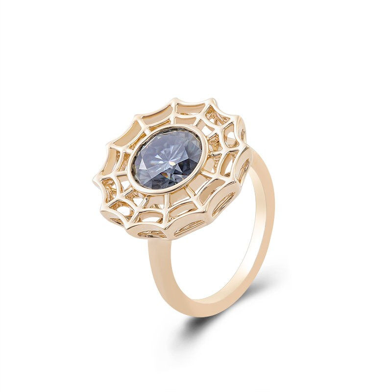 Thumbnail: 1.01 CT Round Cut Moissanite Engagement Ring, 14K Solid Gold Ring