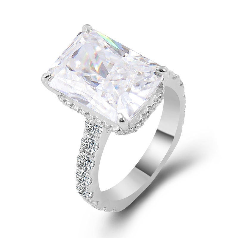 Thumbnail: 3.10 Carat Radiant Cut Moissanite Engagement Ring, Solid Gold Promise Ring