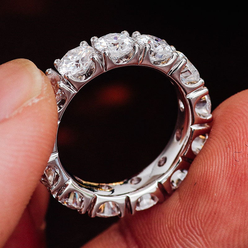 Thumbnail: Minimalist Moissanite Wedding Band/14k solid Gold Engagement Ring
