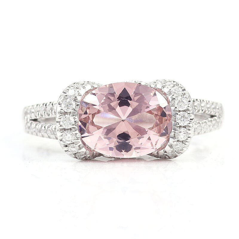 Thumbnail: Bow Tie Shape Pink Sapphire Rings Moissanite For Elegant Woman Oval Ring