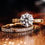 Thumbnail: 3 Ct Antique Design Round cut Moissanite Diamond Ring Set With Hidden Halo