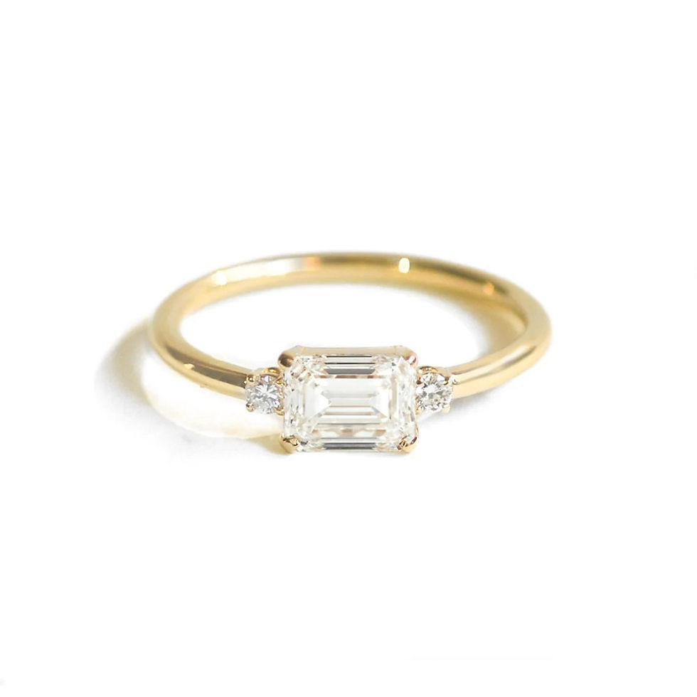 Thumbnail: 2 Carat Emerald  Yellow Gold wedding Ring Emerald Cut Moissanite Ring