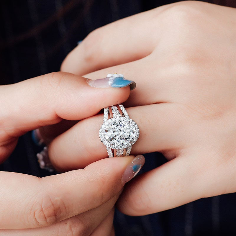 Thumbnail: 2.25 Carat Oval Cut Moissanite Engagement Ring For Woman