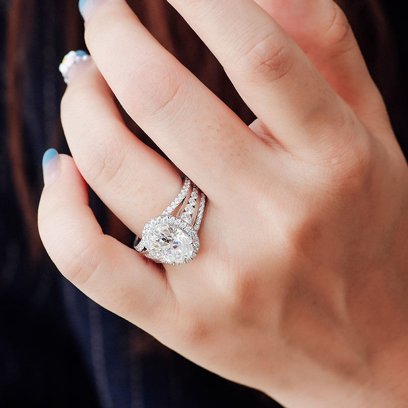 Thumbnail: 2.25 Carat Oval Cut Moissanite Engagement Ring For Woman