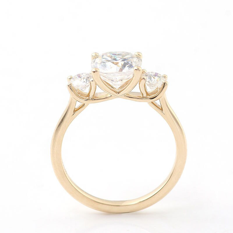 Thumbnail: 7*7mm Cushion Cut Fine Jewelry Diamond Moissanite Rings Three Stone For Wedding