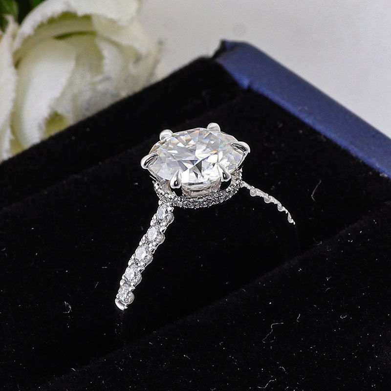 Thumbnail: Six prong solitaire engagement ring 3 CT Round Cut Colorless Moissanite Ring