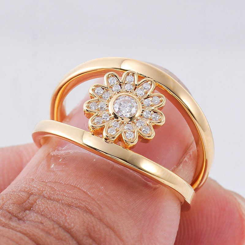 Thumbnail: 1.5 TCW Round Cut Moissanite Engagement Ring, 14K Solid Gold Ring, Promise Ring