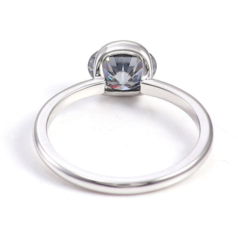 Thumbnail: Oval Moissanite Engagement Ring In Bezel Setting Moissanite Gold Ring