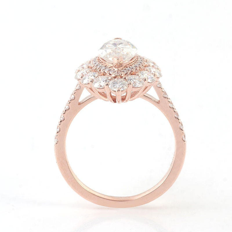 Thumbnail: Marquise Cut Moissanite Engagement Ring, 10K/14K/18K Solid Gold Wedding Ring