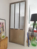 Porte verrière verre flûte finition vernis