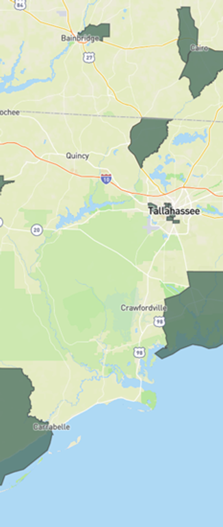 Section of a map of Northwest Florida.