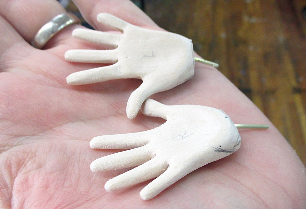 His hands.