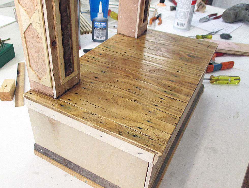 The stage in-progress.