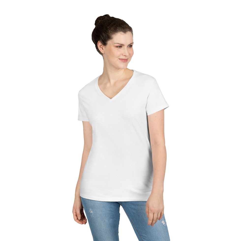 Thumbnail: V-Neck T-Shirt — "Lord, Thank You for the Push" Inspirational Ladies Tee