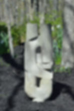 Waterflow by Nanci Lanni is a stone sculpture carved to create an abstract interlocking design
