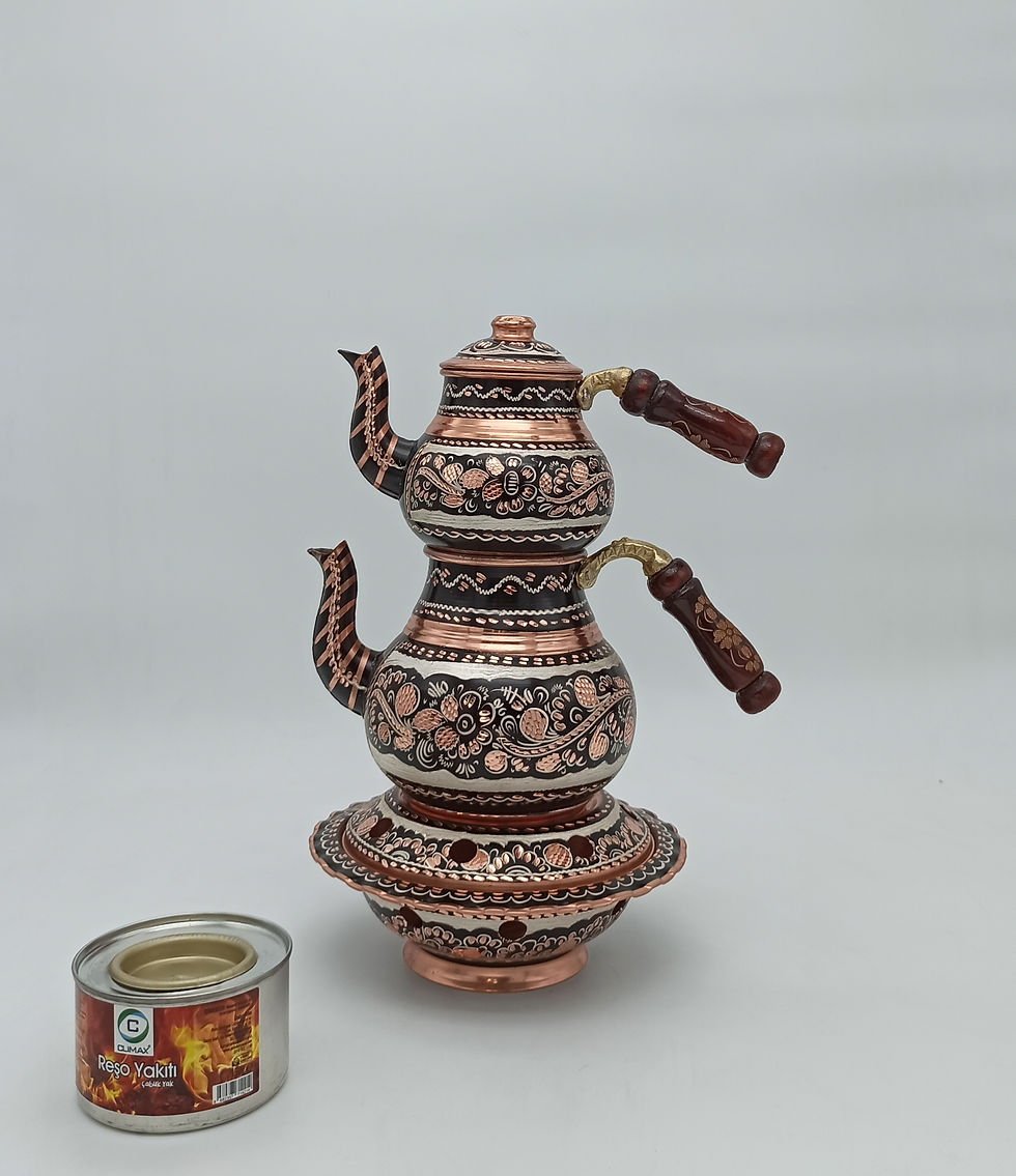 Özel işlemeli Küçük Ocaklı Çaydanlık Siyah