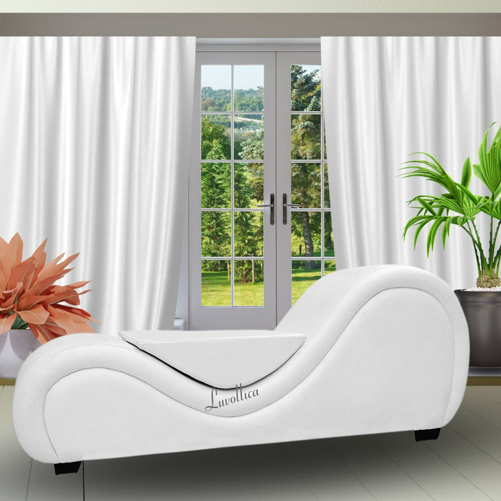 White Leatherette Elite Lovemaking Chair-  Stylish Couch with center cushion