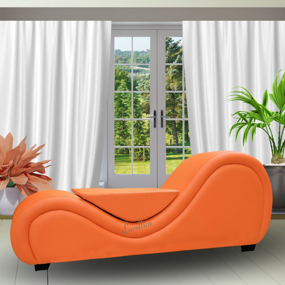 Orange Leatherette Elite - Premium Stylish Couch - with center cushion