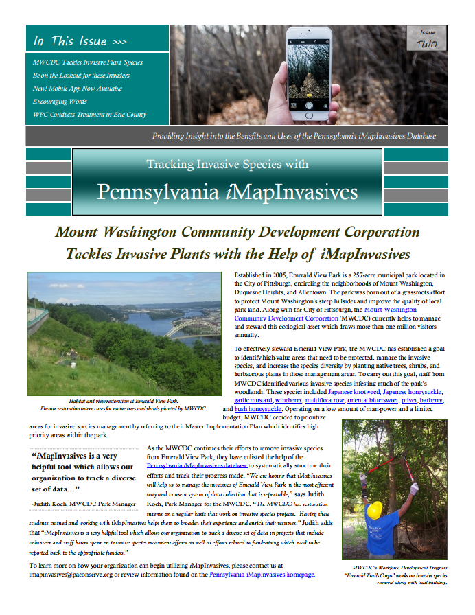 Pennsylvania iMapInvasives newsletter (Issue 2, Winter 2015/2016)