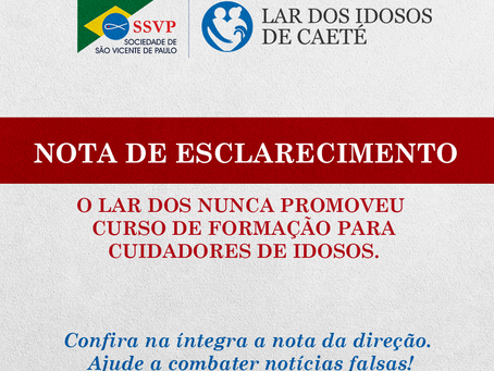 NOTA DE ESCLARECIMENTO SOBRE CURSO DE CUIDADOR DE IDOSOS