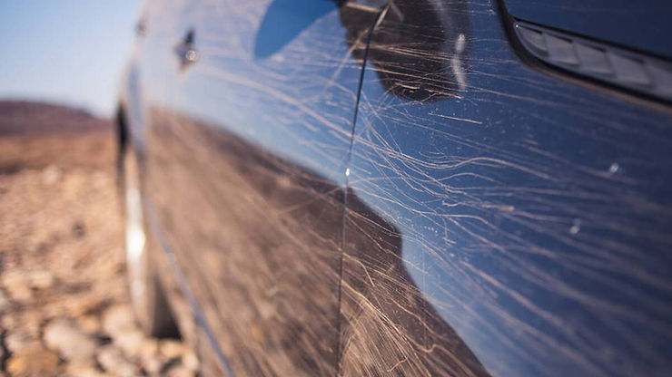 Car Paint with deep scratches, paint restoration