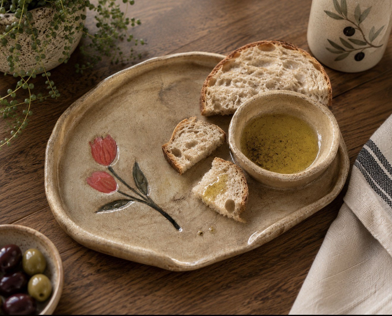 Hand crafted tulip dipping dish
