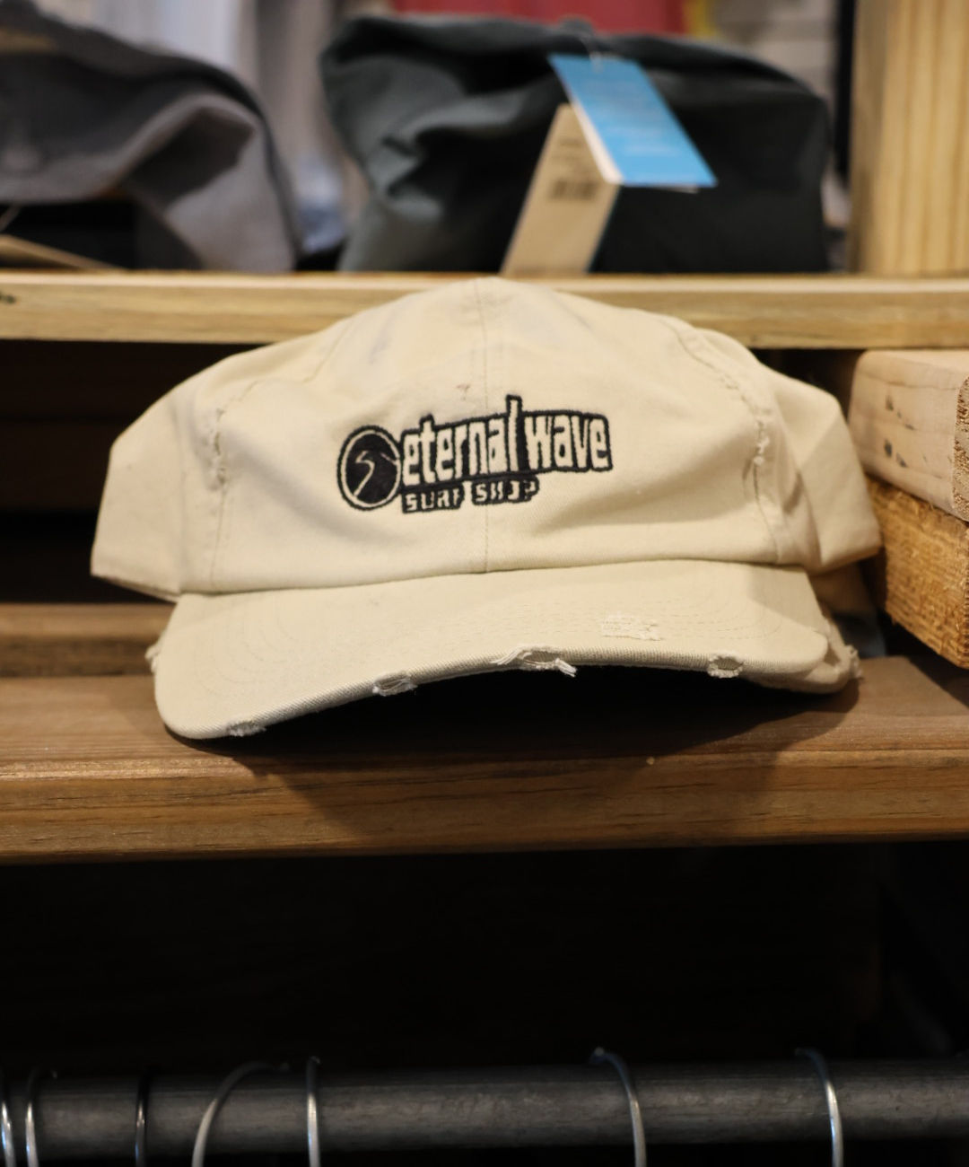Cream Distressed Dad Cap