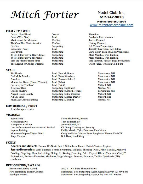 Resume-Actor-Mitch Fortier- Current-8x10.JPG