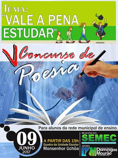 Acontece nesta sexta-feira (9) o V Concurso de Poesia de Domingos Mourão