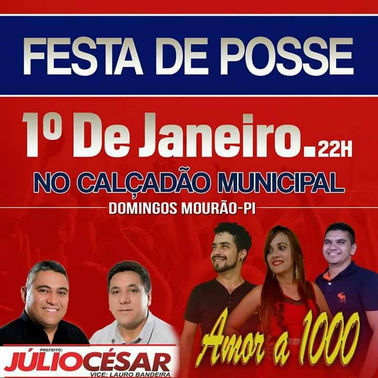 Festa da posse será animada pela banda Amor a 1000 em Domingos Mourão