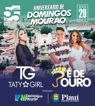 Atrações confirmadas para o 55º aniversário de Domingos Mourão