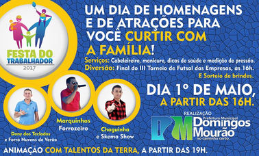Prefeitura de Domingos Mourão divulga programação para o Dia do Trabalhador