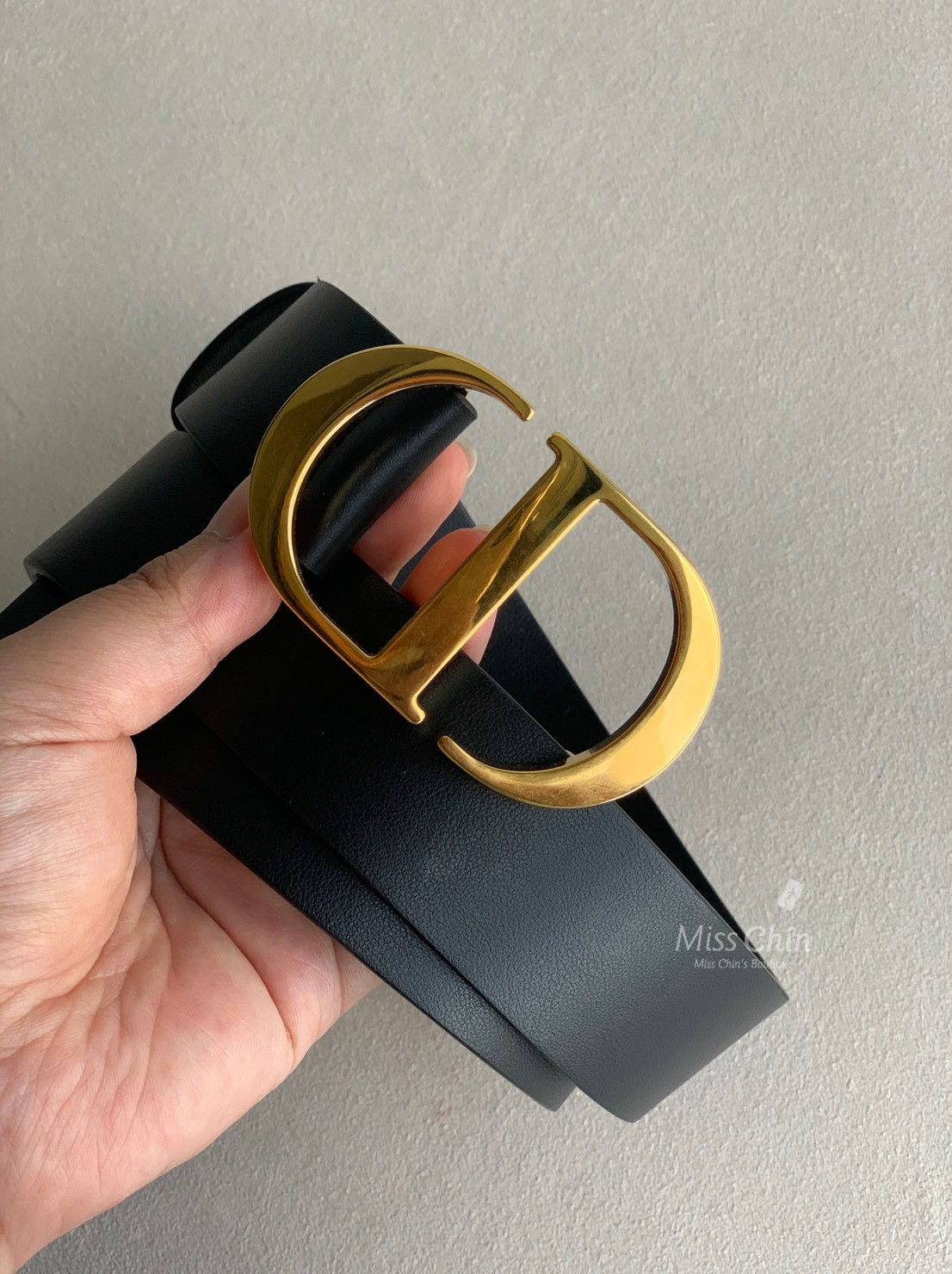 Dior 30 Montaigne 皮帶 - 黑色 / 金釦
