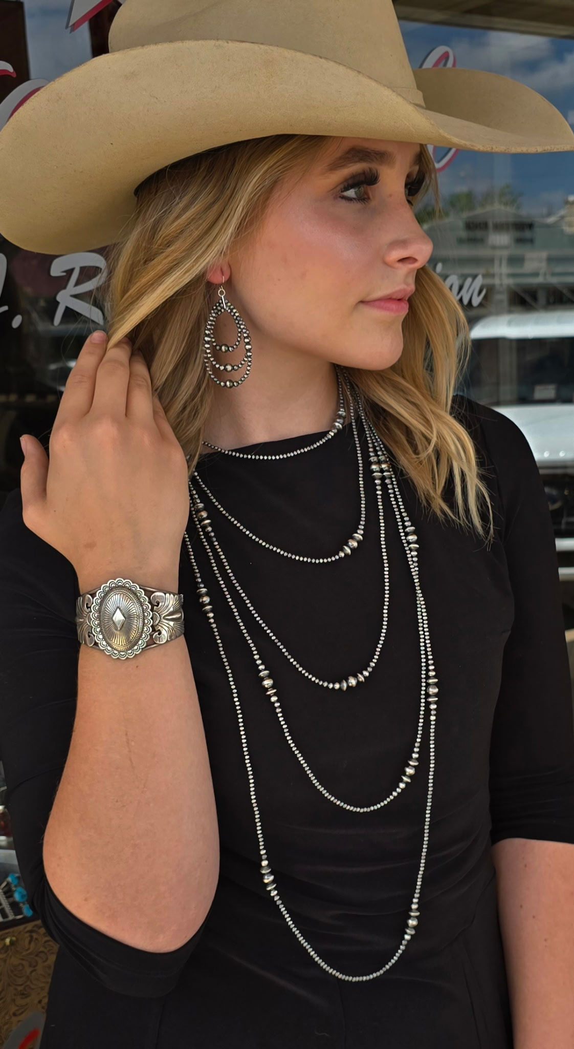 Sterling Silver 12-foot Navajo Pearl “Statement” Necklace