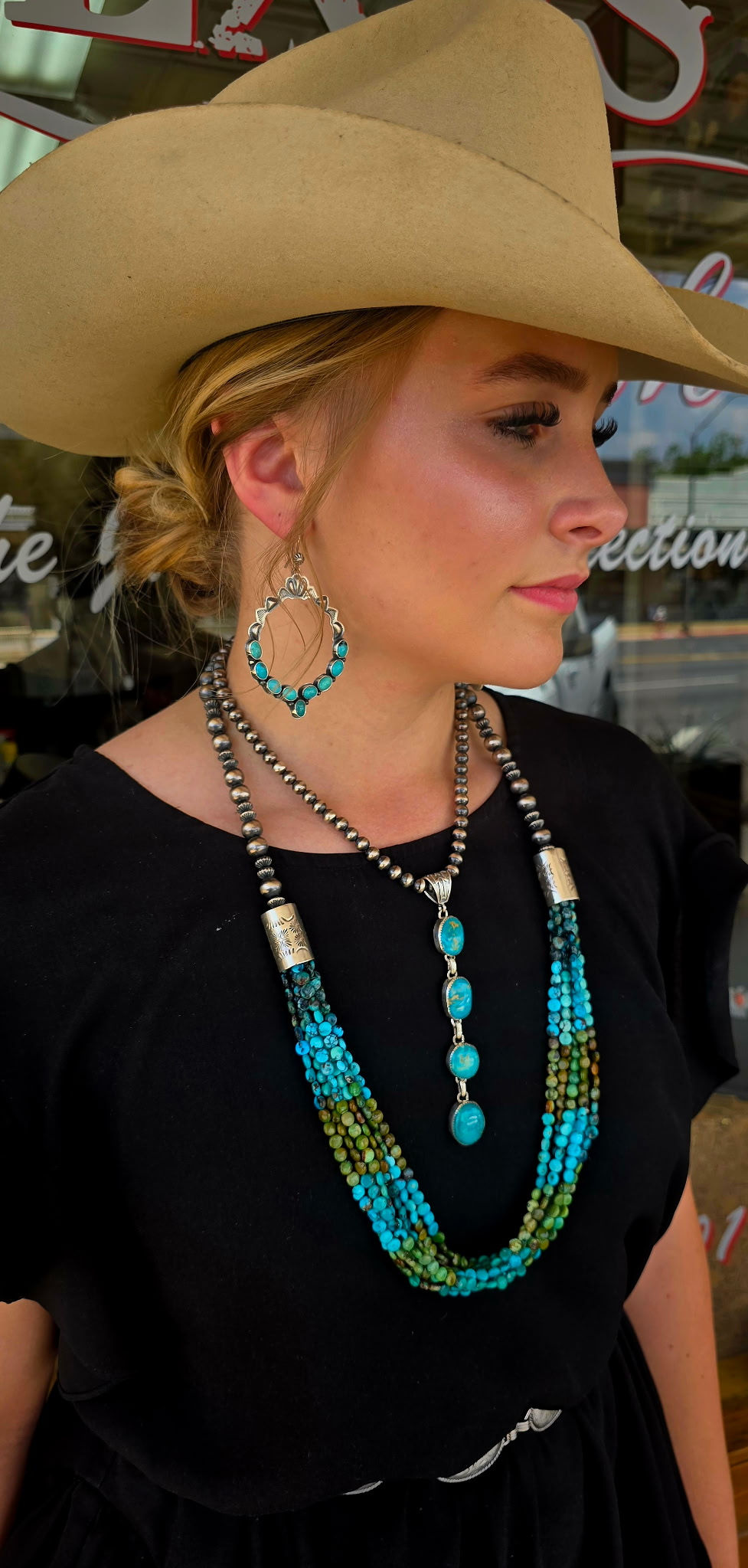 Sterling Silver Turquoise Hoop “Statement” Earrings