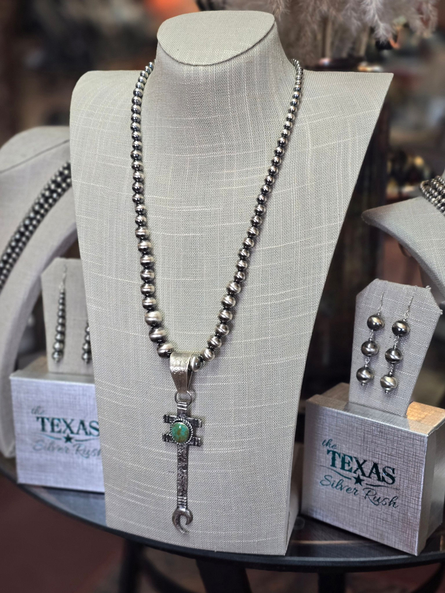 Sterling Silver (Stewart Billie) Tufa Statment Necklace