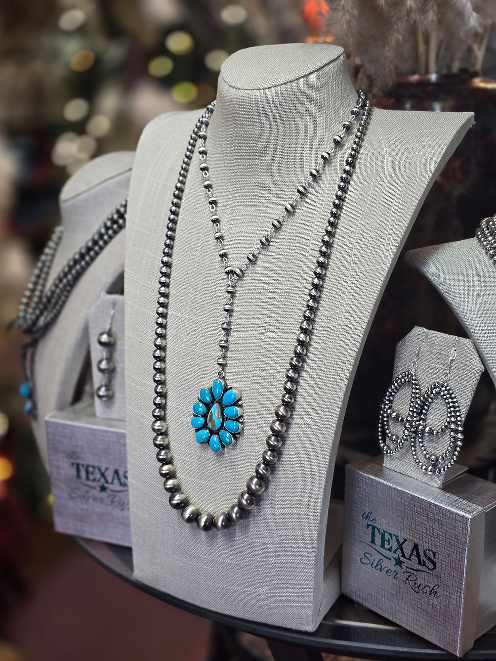 Turquoise Cluster "Statement" Necklace Set