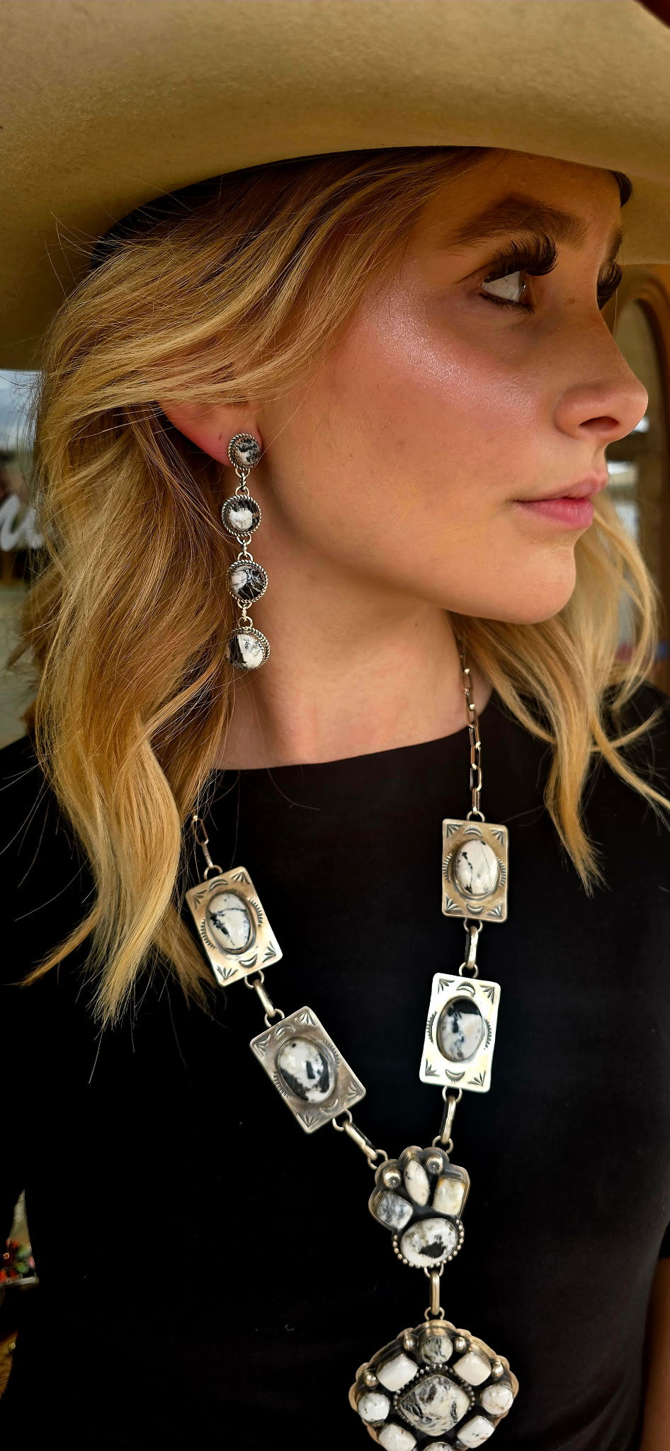 Sterling Silver White Buffalo “Statement” Earrings