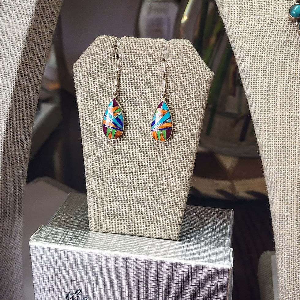 Sterling SIlver Multi Color Pear Shape Earrings