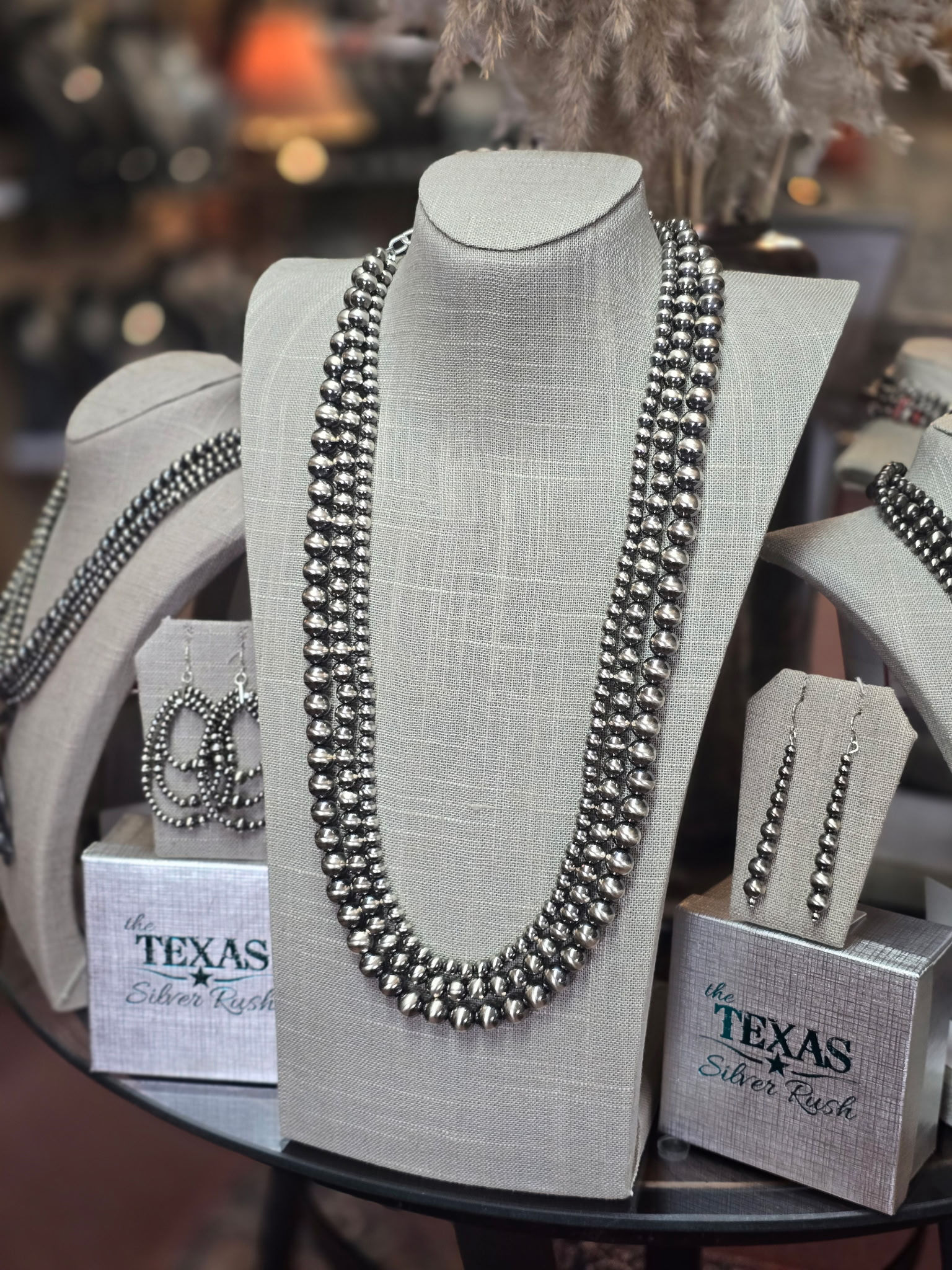 Sterling Silver Multistrand Navajo Pearl “Statement” Necklace Set