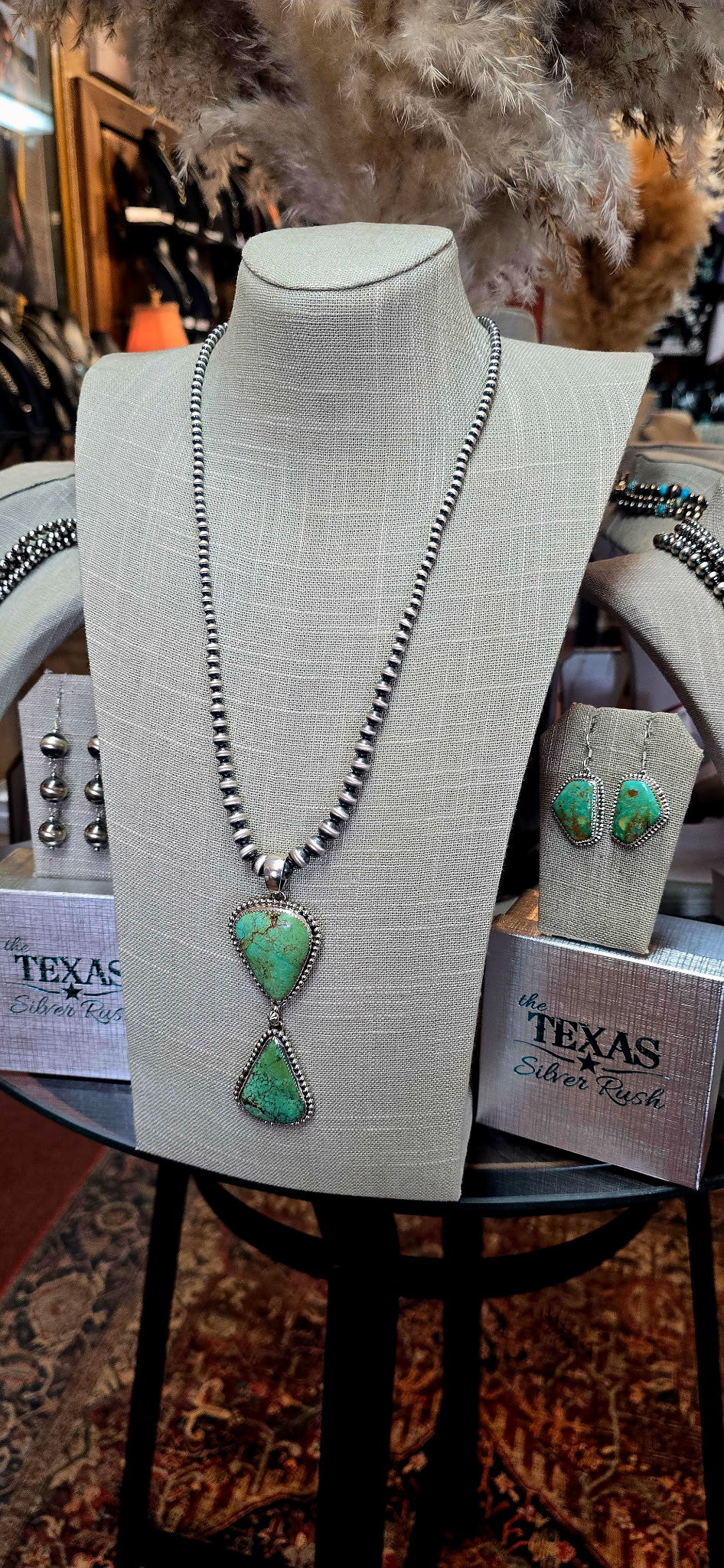 Thumbnail: Double Turquoise Pendant and Navajo Pearl Set