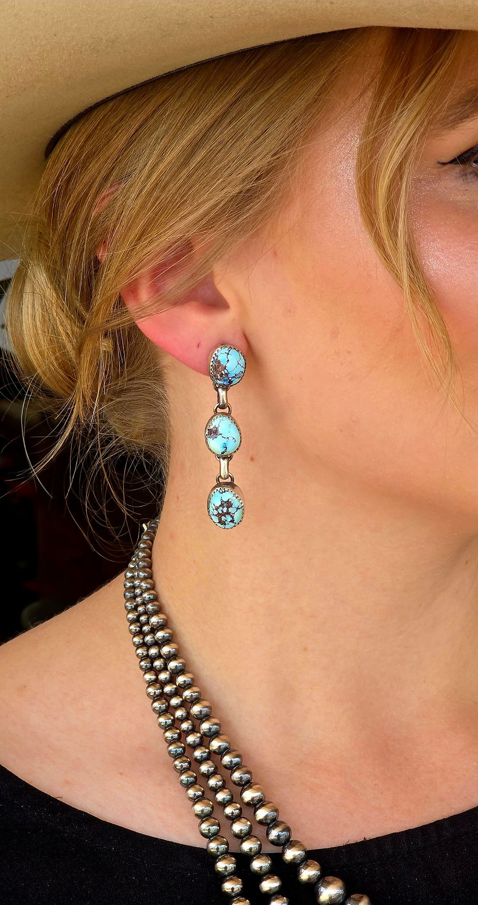Thumbnail: Sterling Silver Golden Hills Turquoise ”Statement” Earrings
