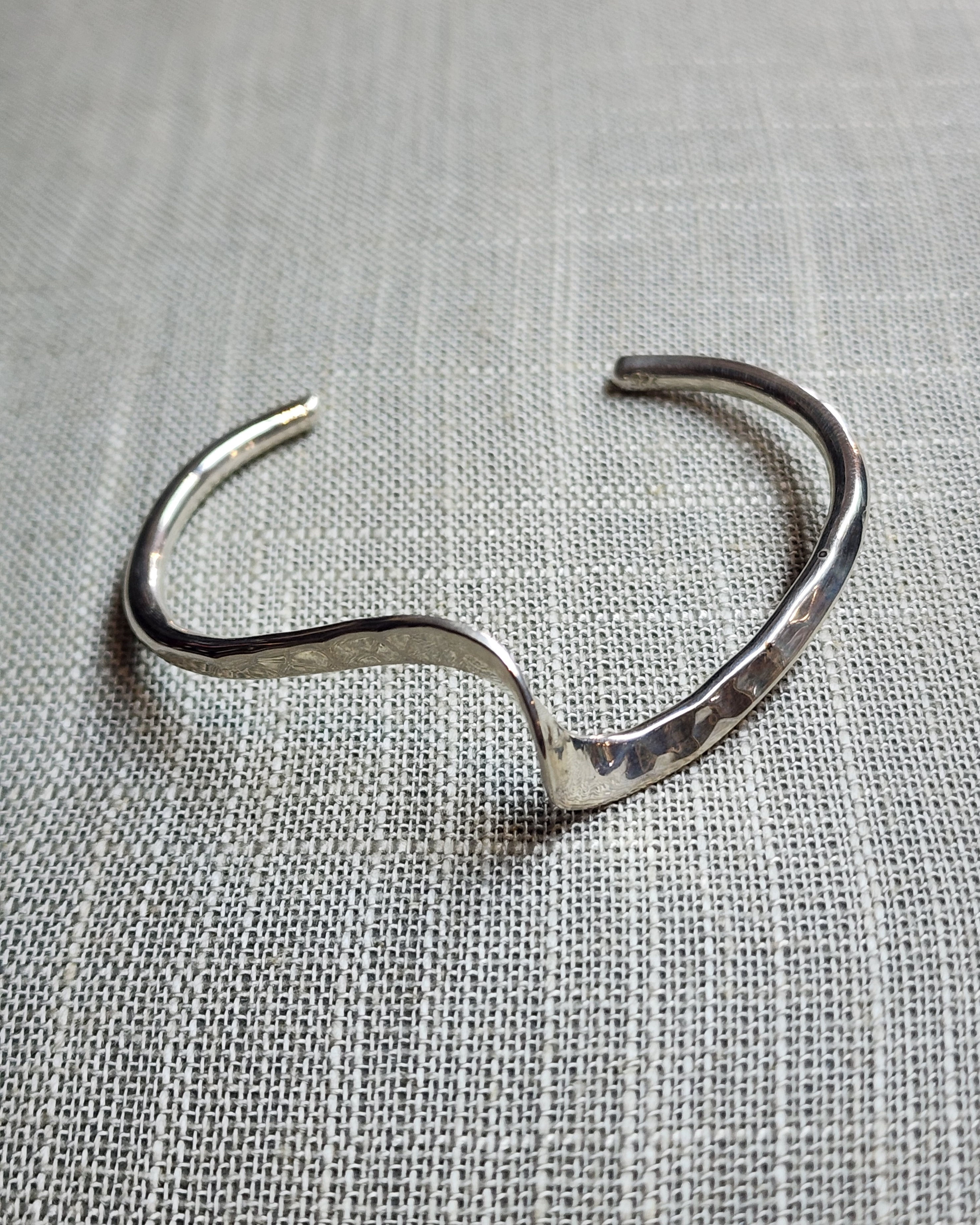 Sterling Silver Hammered Swirl Cuff
